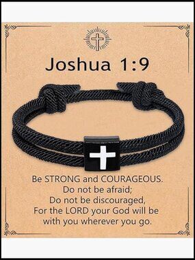 Bible Verse Cross Bracelet Inspirational Christian Gift Adjustable Rope
